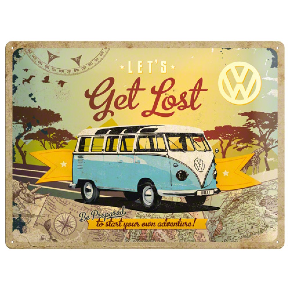 Placa metalica - Volkswagen - Get Lost - 30x40 cm
